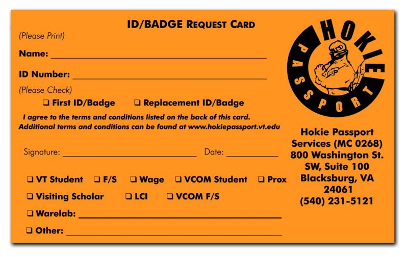 Hokie Passport badge request form.