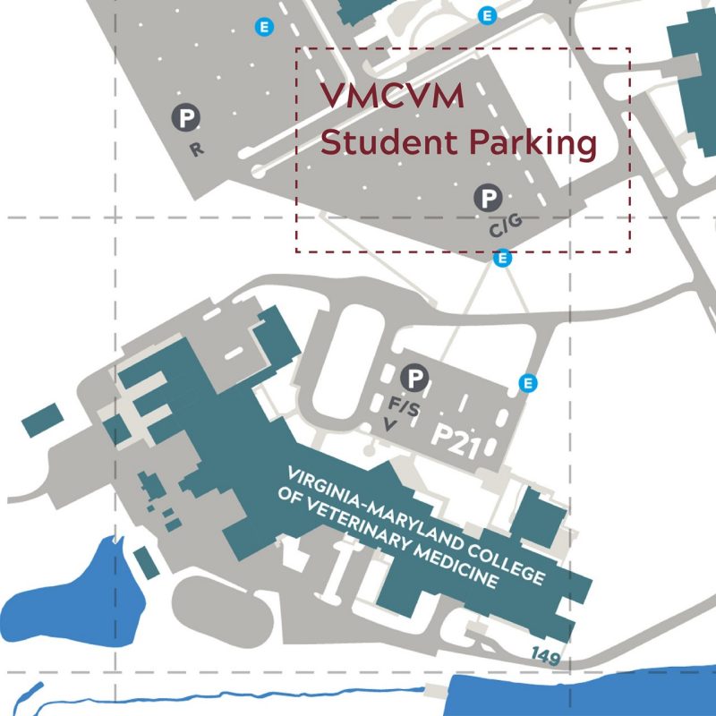 Map of VMCVM student parking.